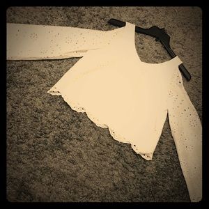 Vintage open long sleeve crop top